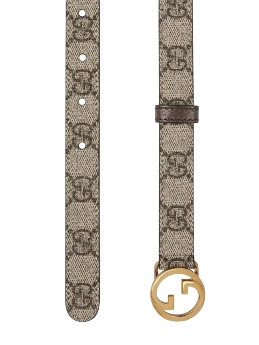 Gucci Blondie Supreme Canvas Interlocking G Thin Belt Beige Ebony 80cm 723073